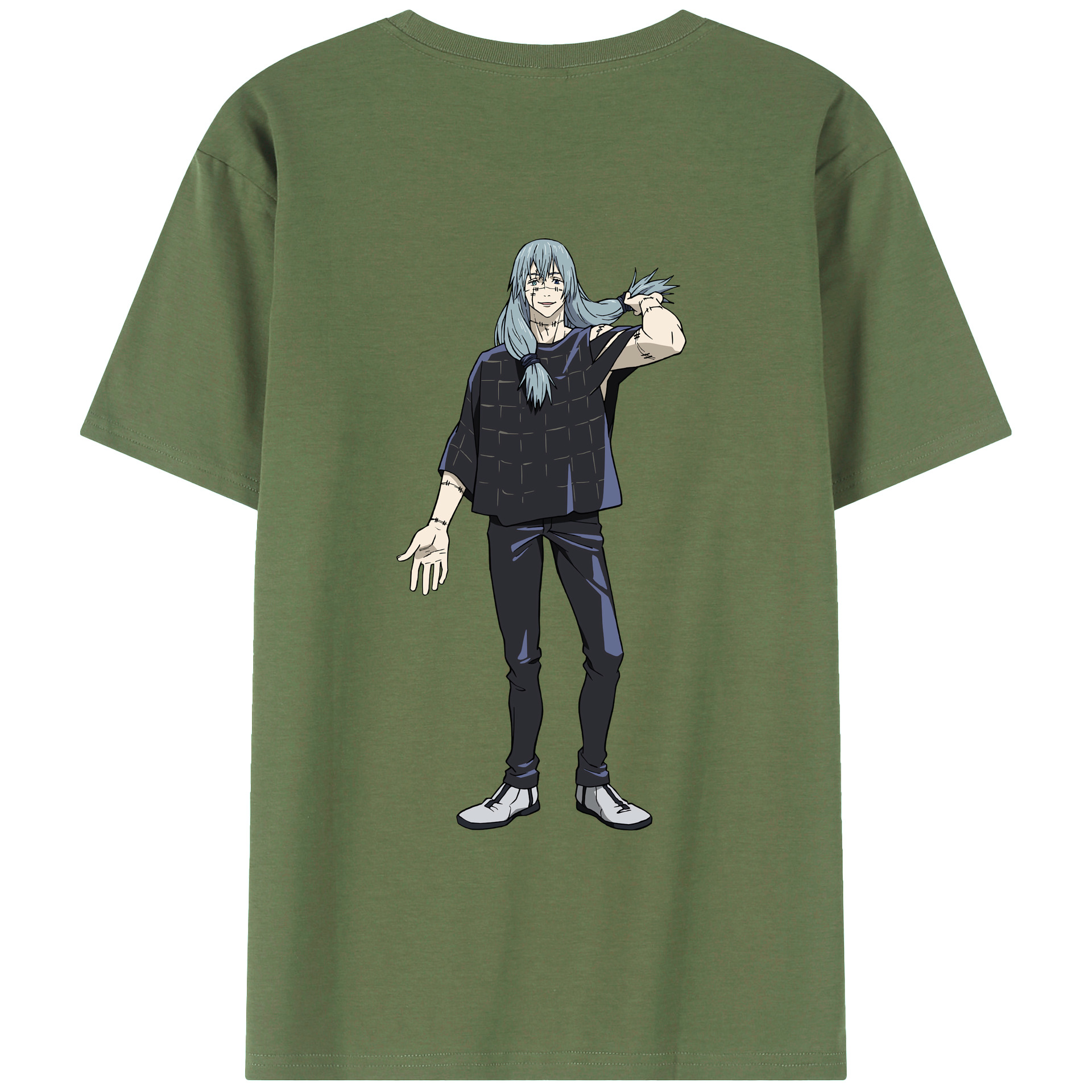 （画像用） 呪術廻戦 Jujutsu Kaisen 綿100％ メンズ半袖Tシャツ（バックプリント） 通気性